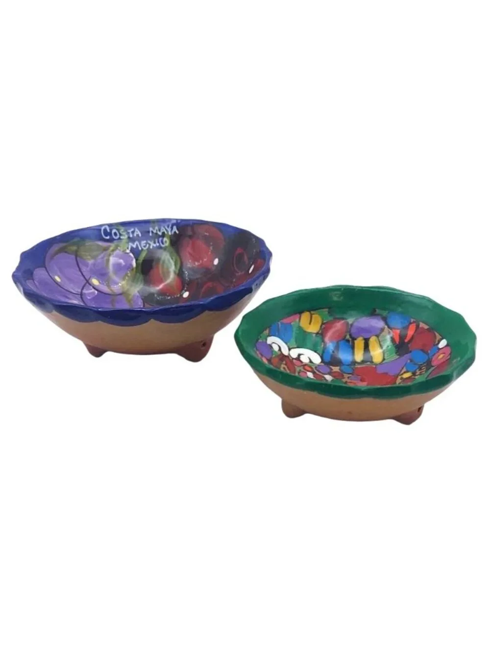 Talavera Pottery Salsa Bowls Set Of 2 Hand Painted Costa Maya Mexico Vintage
